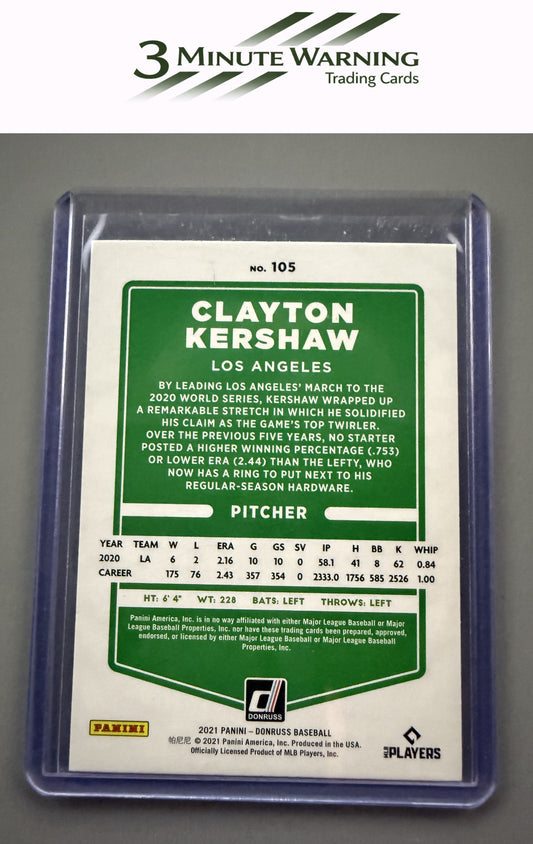 2021 Donruss #105b Clayton Kershaw : White Jersey