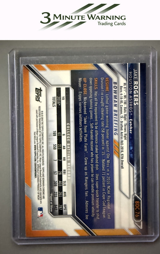 2016 Bowman Draft #BDC-76 Jake Rogers Chrome