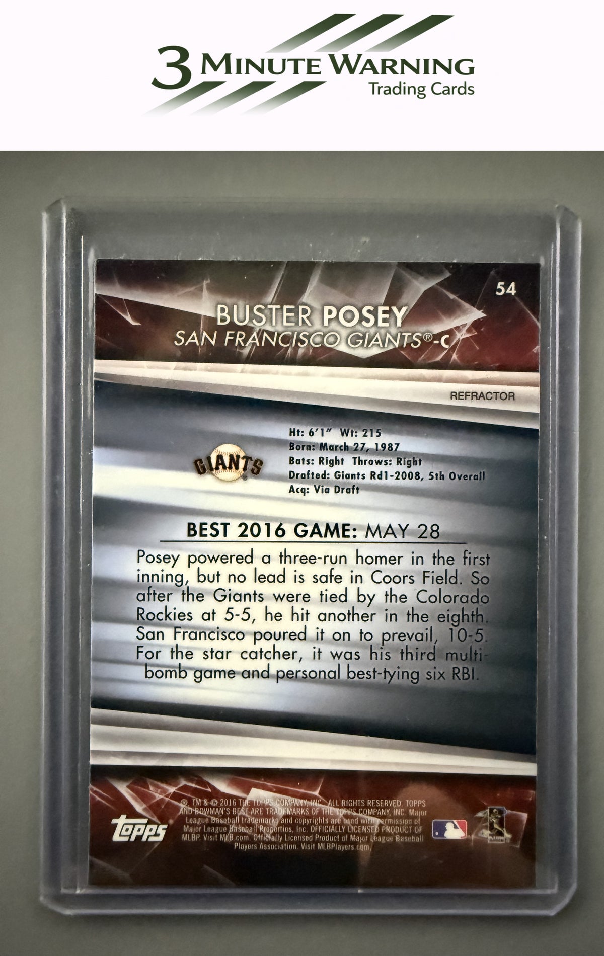 2016 Bowman's Best #54 Buster Posey Refractor