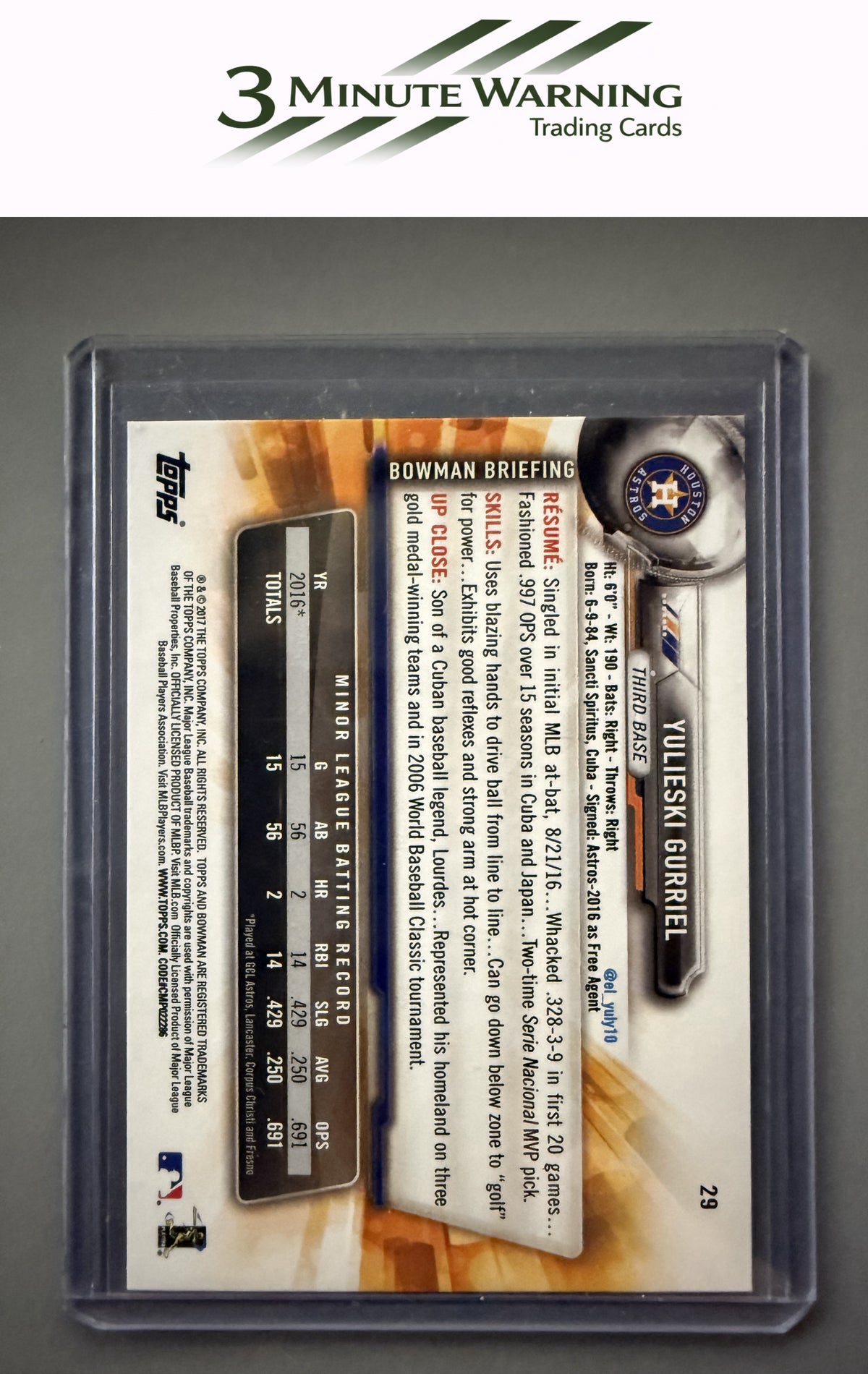 2017 Bowman #29 Yulieski Gurriel