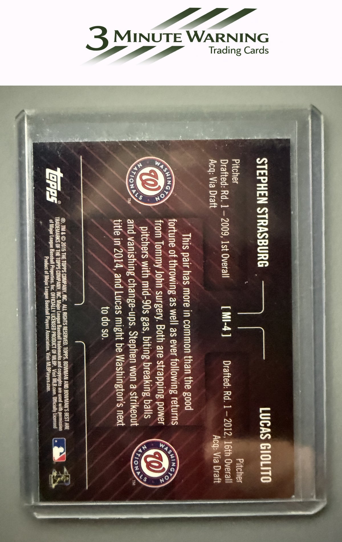 2015 Bowman's Best #MI-4 Stephen Strasburg / Lucas Giolito Mirror Image