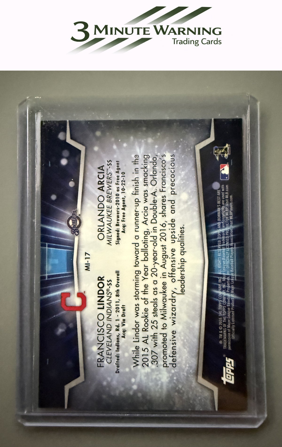 2016 Bowman's Best #MI-17 Francisco Lindor / Orlando Arcia Mirror Image