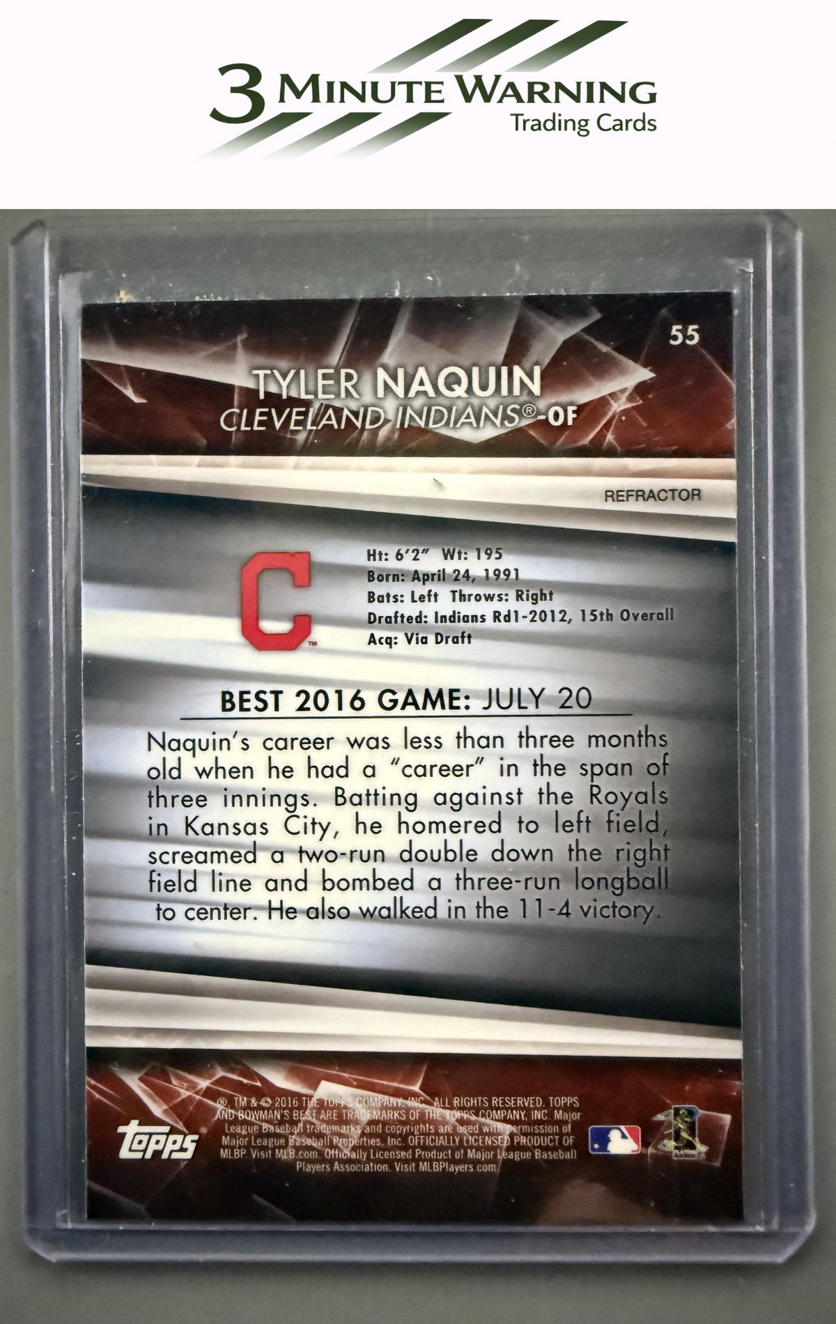 2016 Bowman's Best #55 Tyler Naquin Refractor