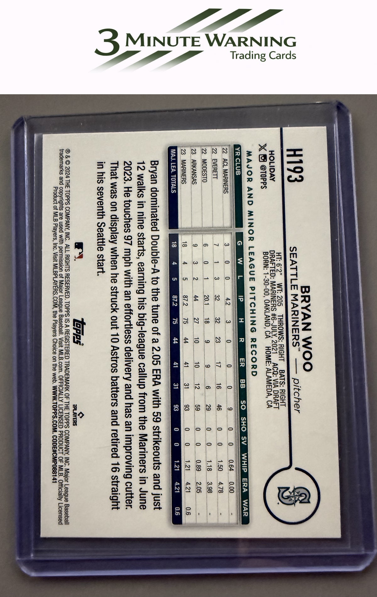 2024 Topps Holiday #H193 Bryan Woo