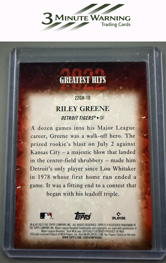 2023 Topps #22GH-10 Riley Greene 2022 Greatest Hits