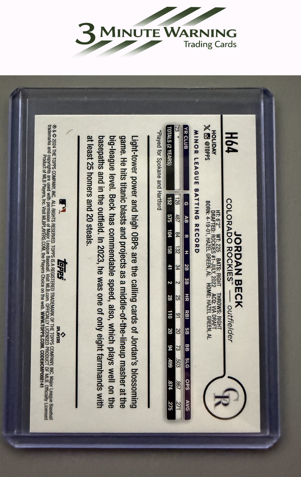 2024 Topps Holiday #H64 Jordan Beck