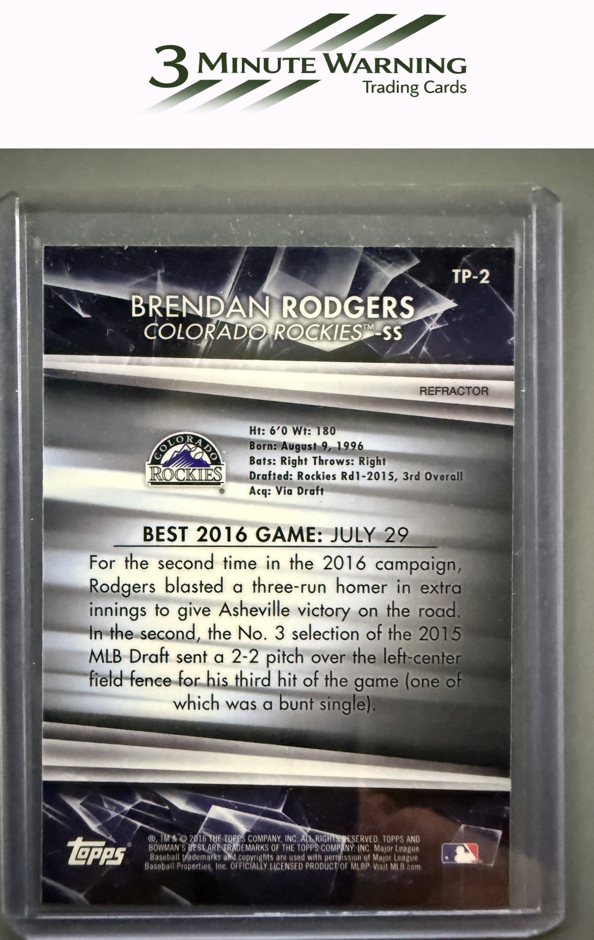 2016 Bowman's Best #TP-2 Brendan Rodgers Top Prospects Refractor
