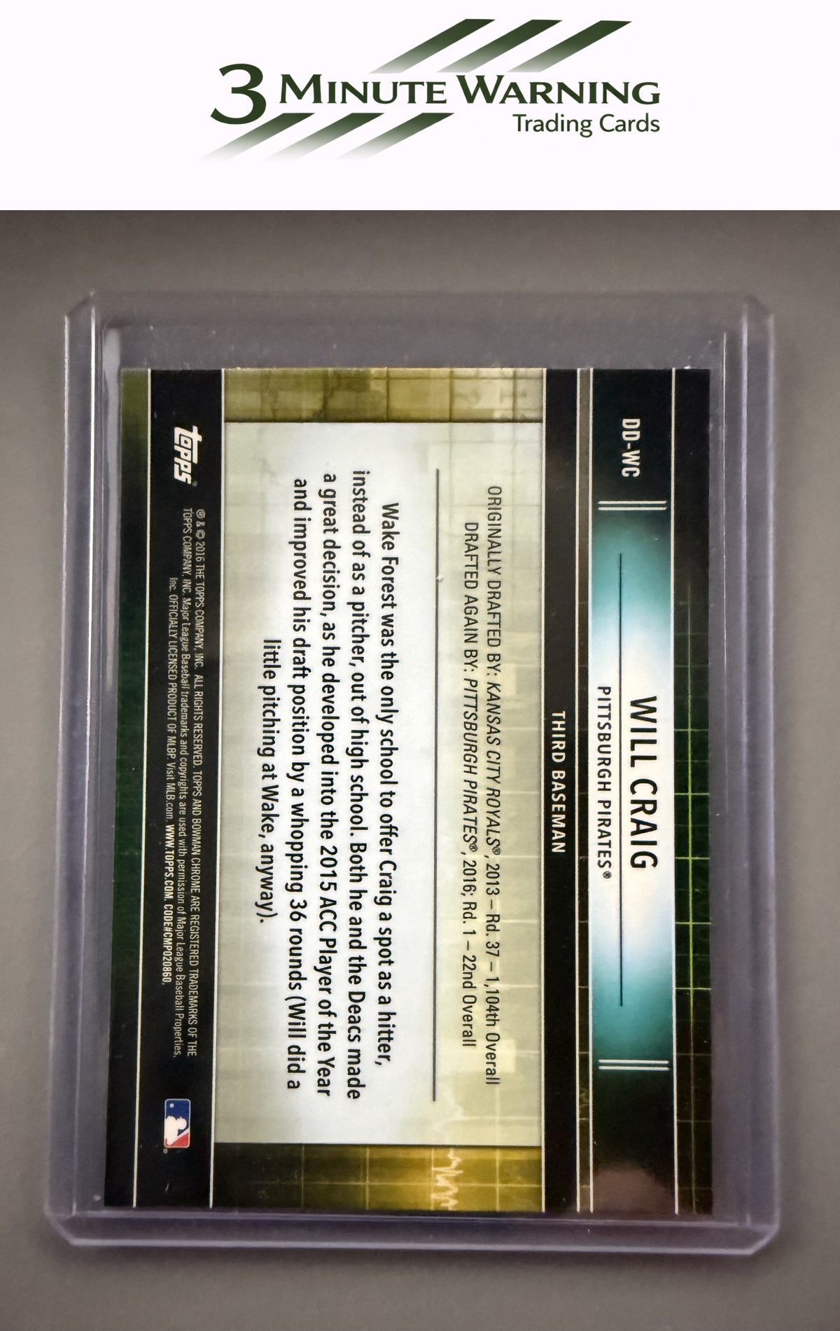 2016 Bowman Draft #DD-WC Will Craig Draft Dividends