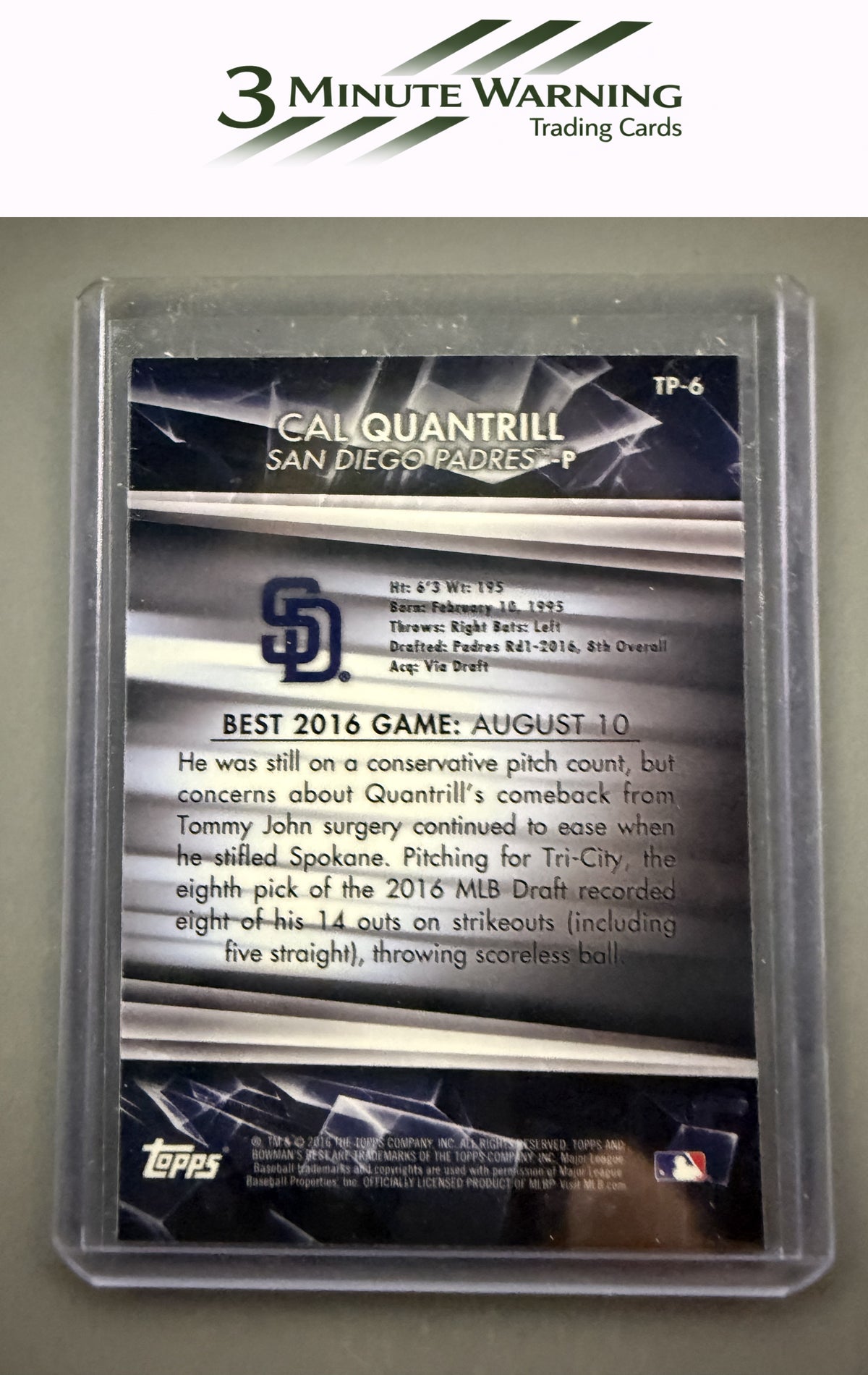 2016 Bowman's Best #TP-6 Cal Quantrill Top Prospects