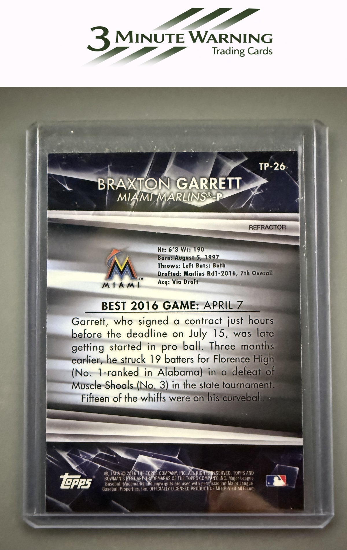 2016 Bowman's Best #TP-26 Braxton Garrett Top Prospects