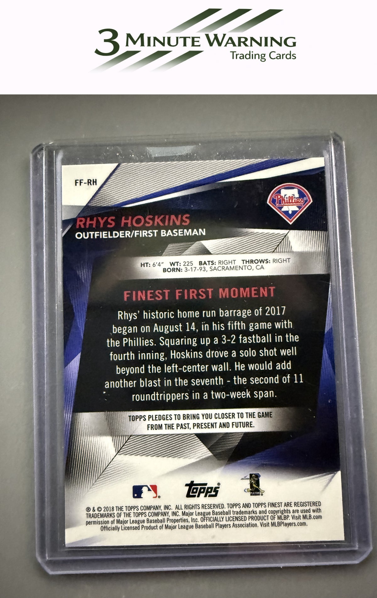 2018 Finest #FF-RH Rhys Hoskins Finest Firsts
