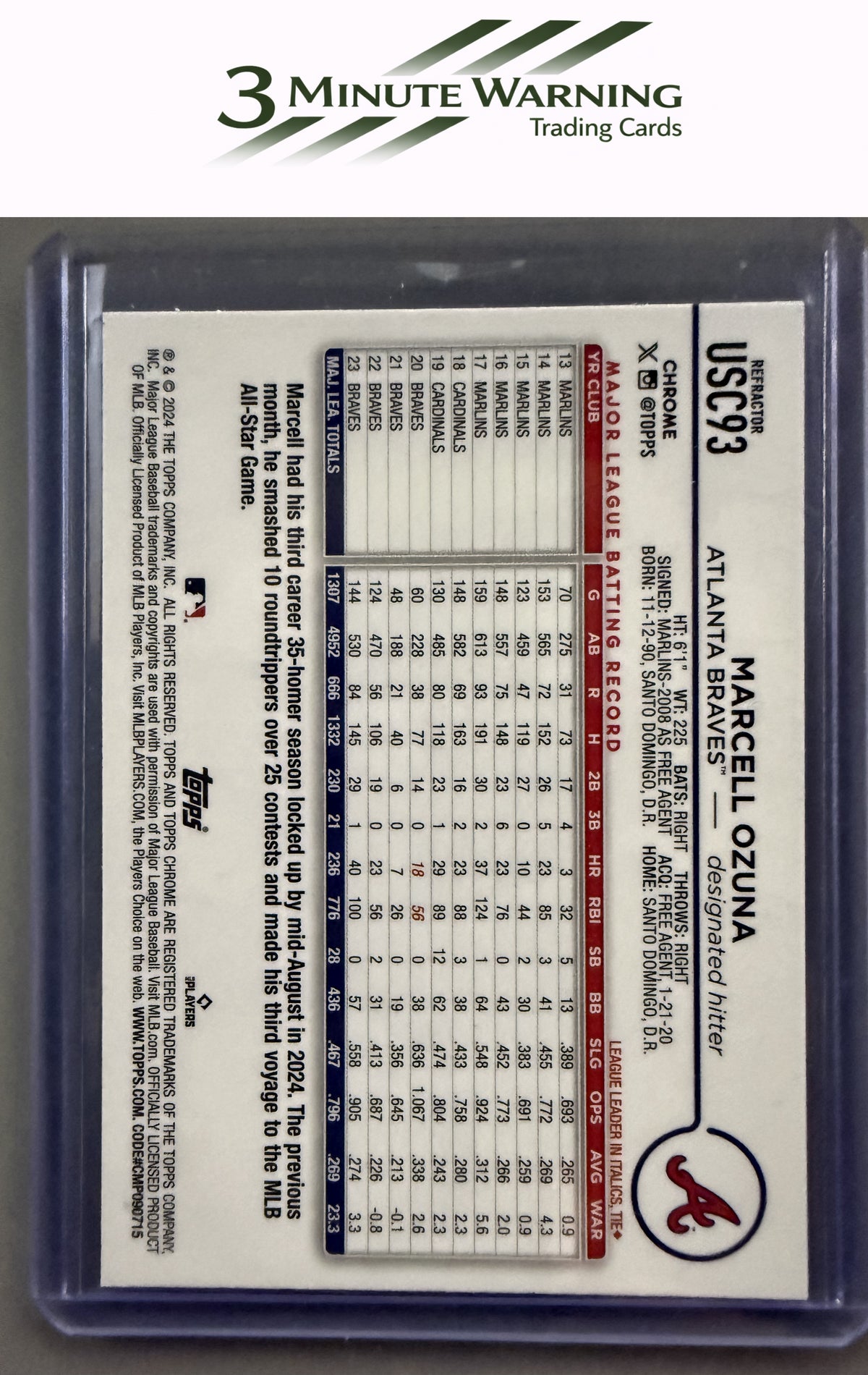 2024 Topps Chrome Update #USC93 Marcell Ozuna Prism Refractor