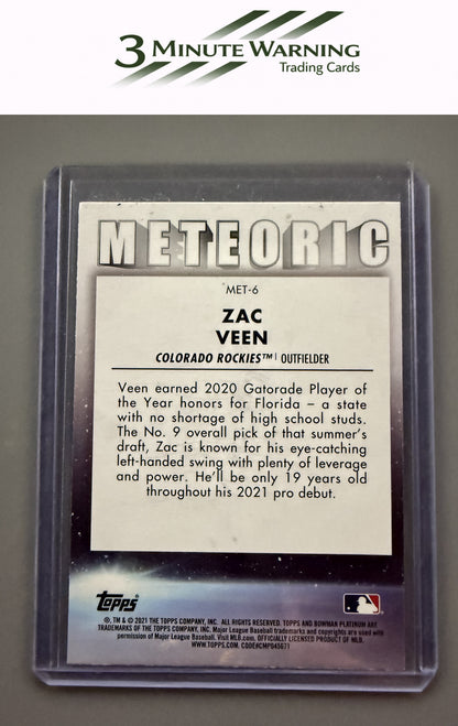 2021 Bowman Platinum #MET-6 Zac Veen Meteoric
