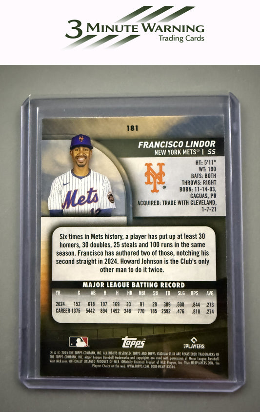 2025 Stadium Club #181 Francisco Lindor