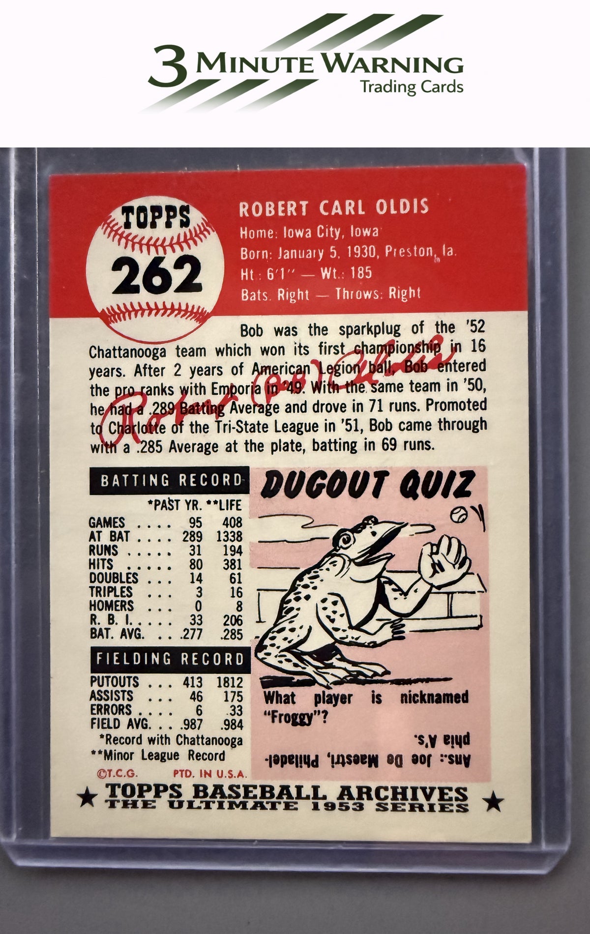 1991 Topps Archives 1953 #262 Bob Oldis