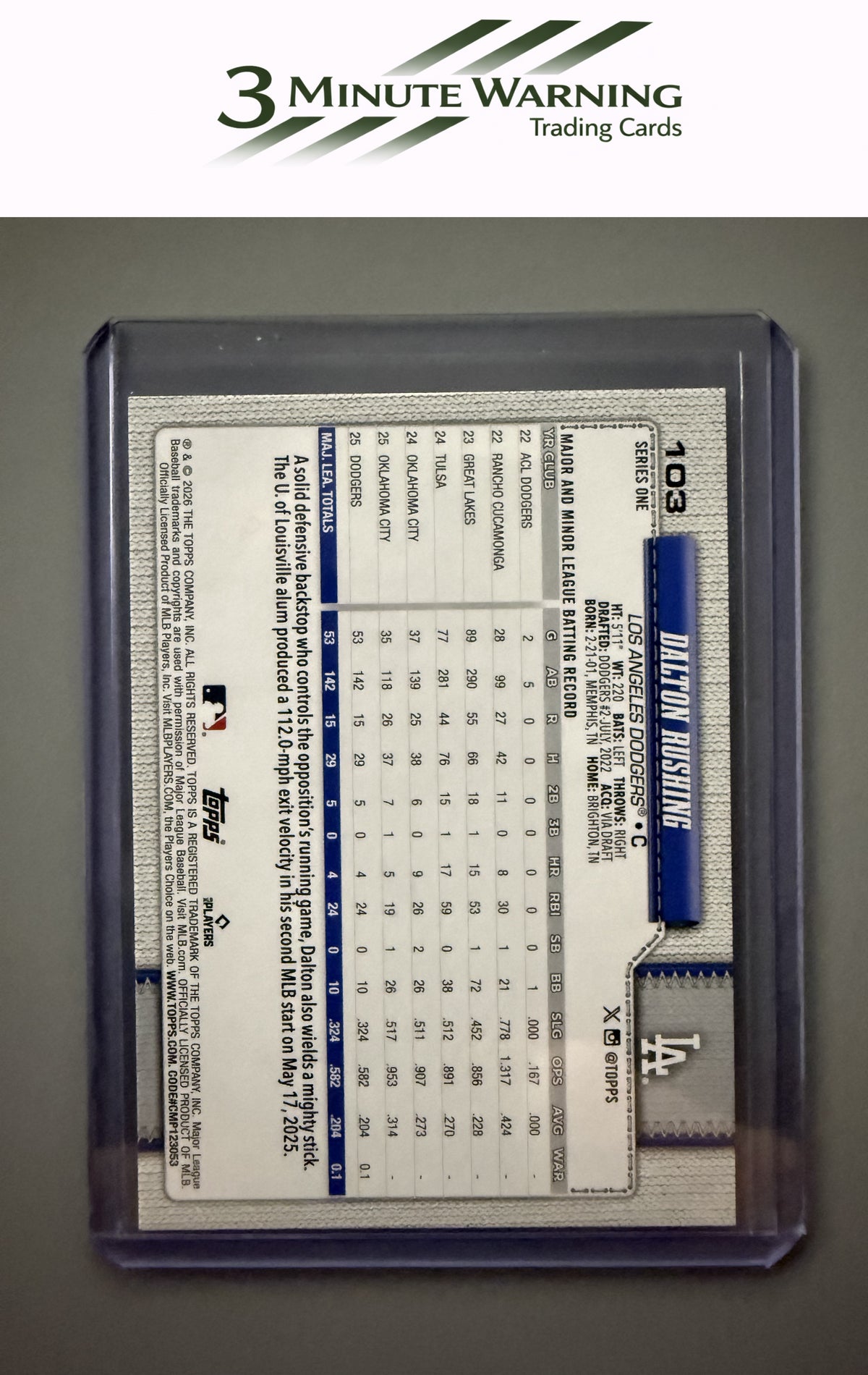 2026 Topps #103 Dalton Rushing