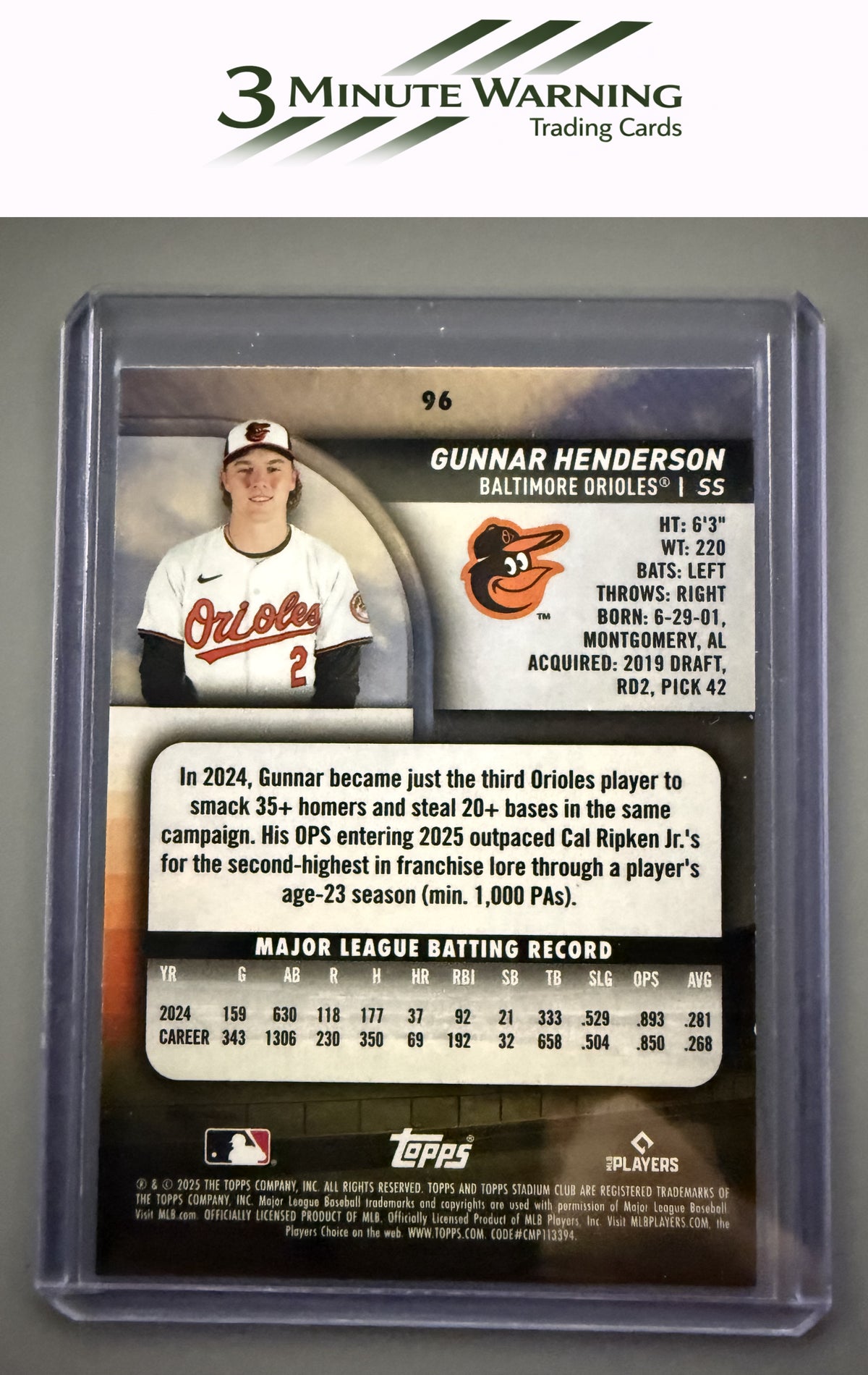 2025 Stadium Club #96 Gunnar Henderson