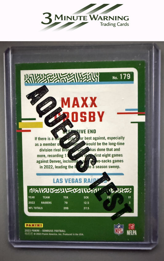 2023 Donruss #179 Maxx Crosby Aqueous Test