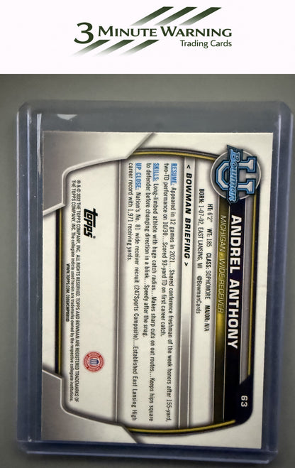 2022 Bowman University Chrome #63 Andrel Anthony