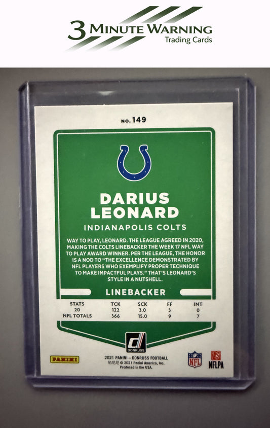 2021 Donruss #149b Darius Leonard Press Proof Red No Helmet