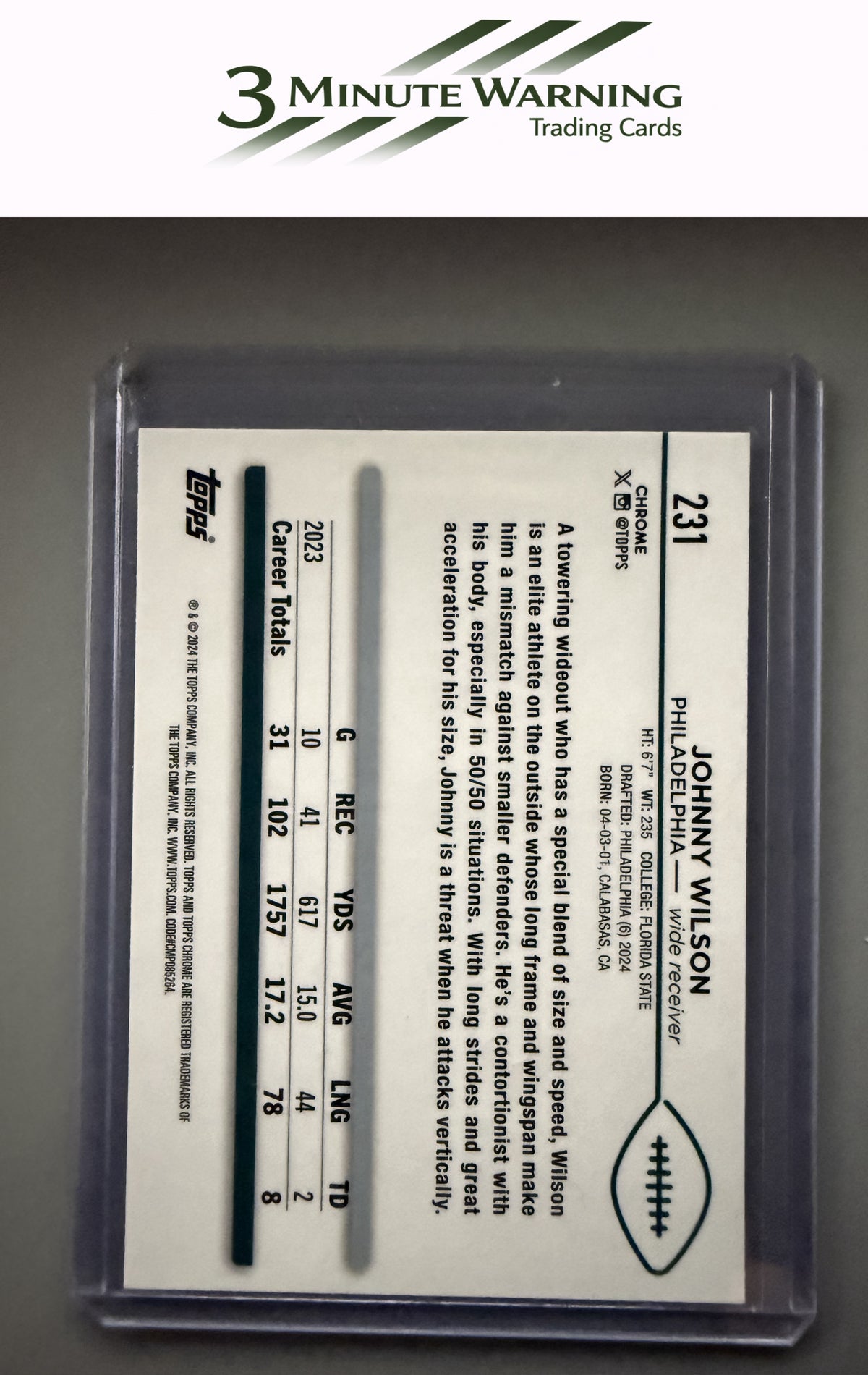 2024 Topps Chrome #231 Johnny Wilson Prism Refractor