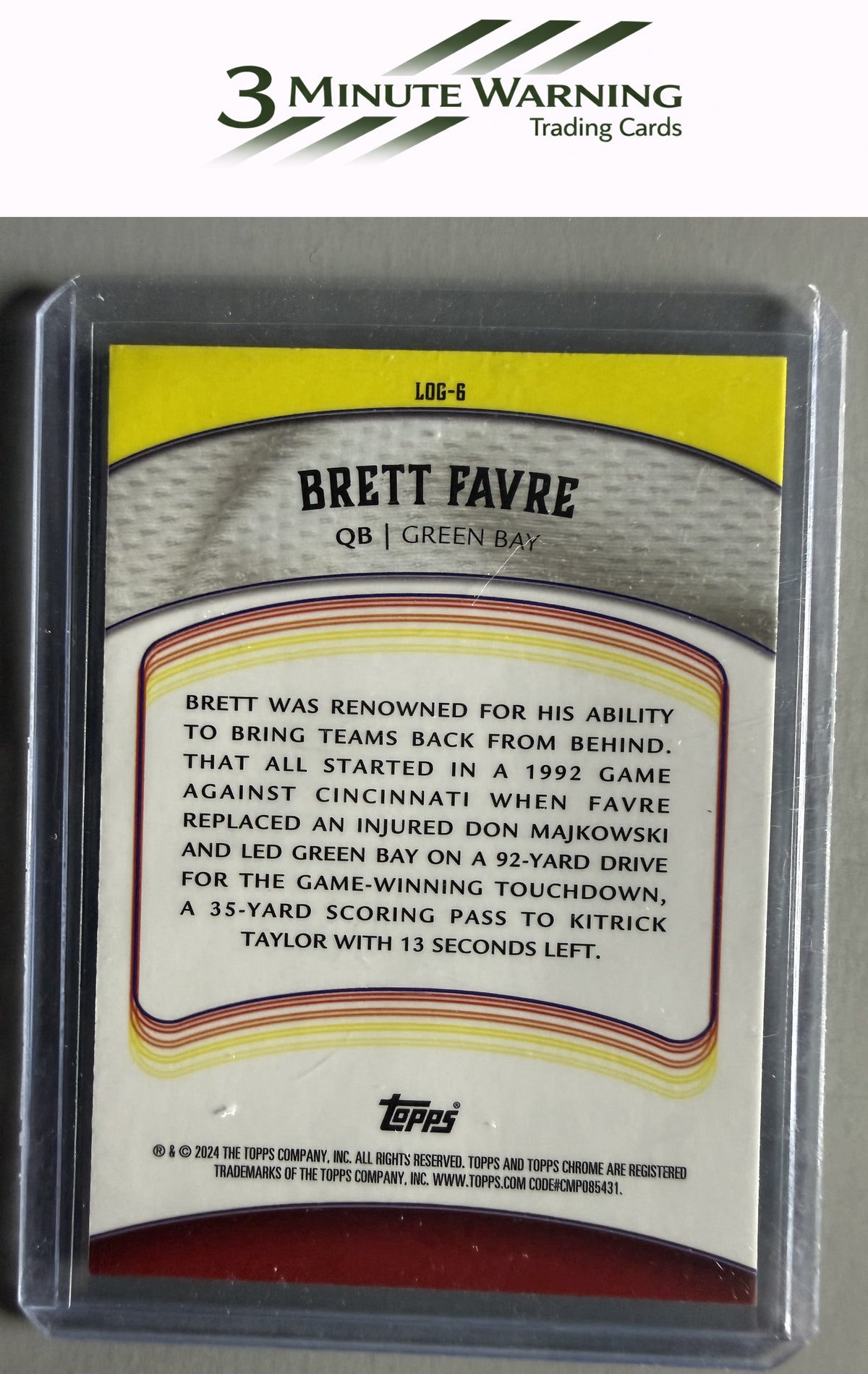 2024 Topps Chrome #LOG-6 Brett Favre Legends of the Gridiron