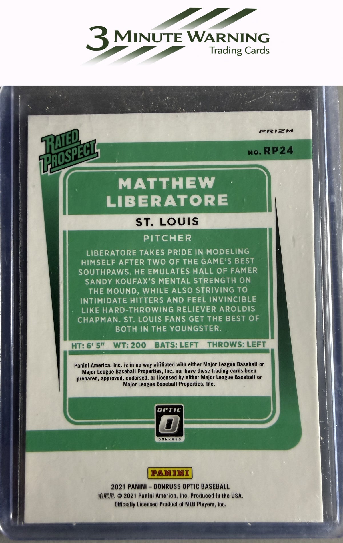 2021 Donruss Optic #RP24 Matthew Liberatore Rated Prospect Holo