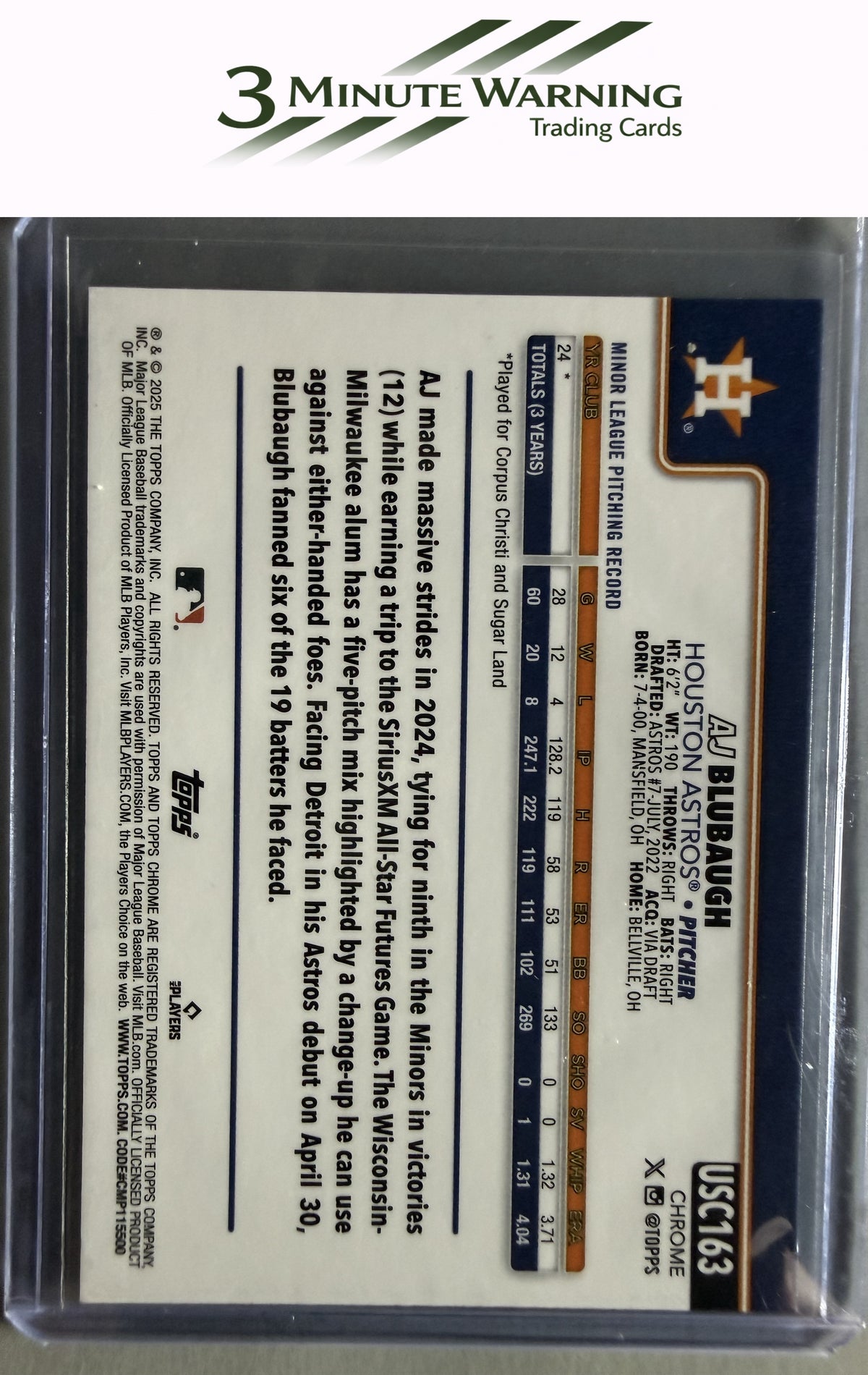 2025 Topps Chrome Update #USC163 AJ Blubaugh