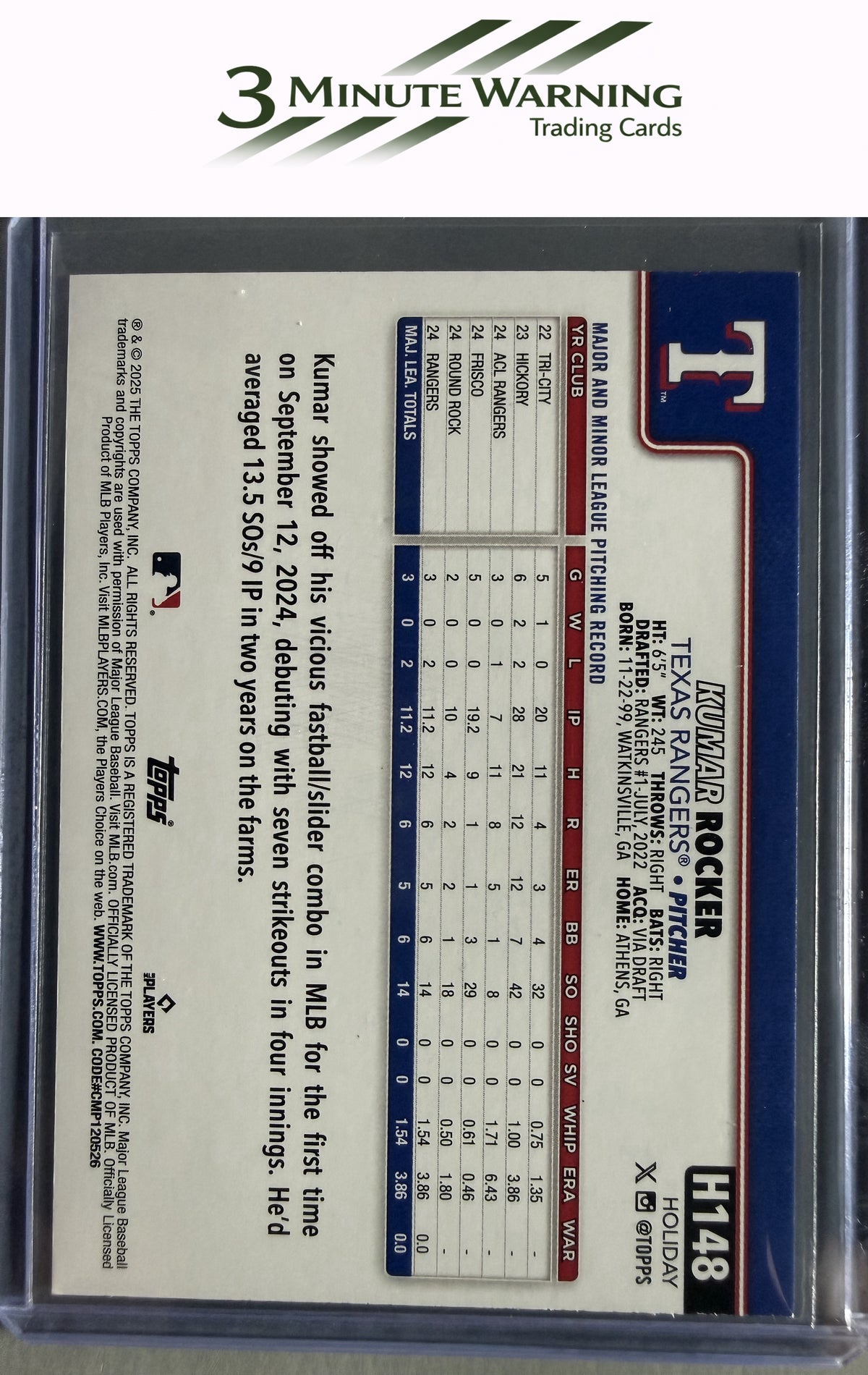 2025 Topps Holiday #H148 Kumar Rocker