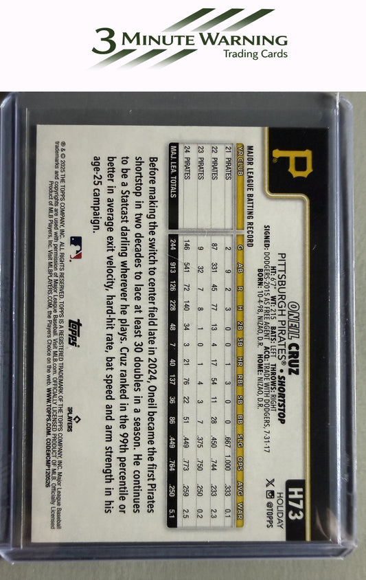 2025 Topps Holiday #H73 Oneil Cruz Gold Holiday Lights