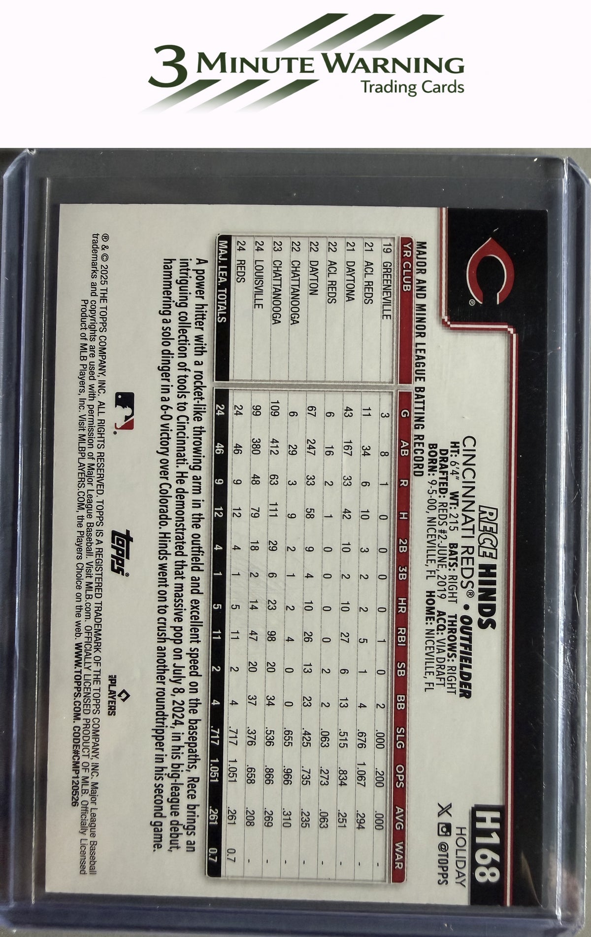 2025 Topps Holiday #H168 Rece Hinds