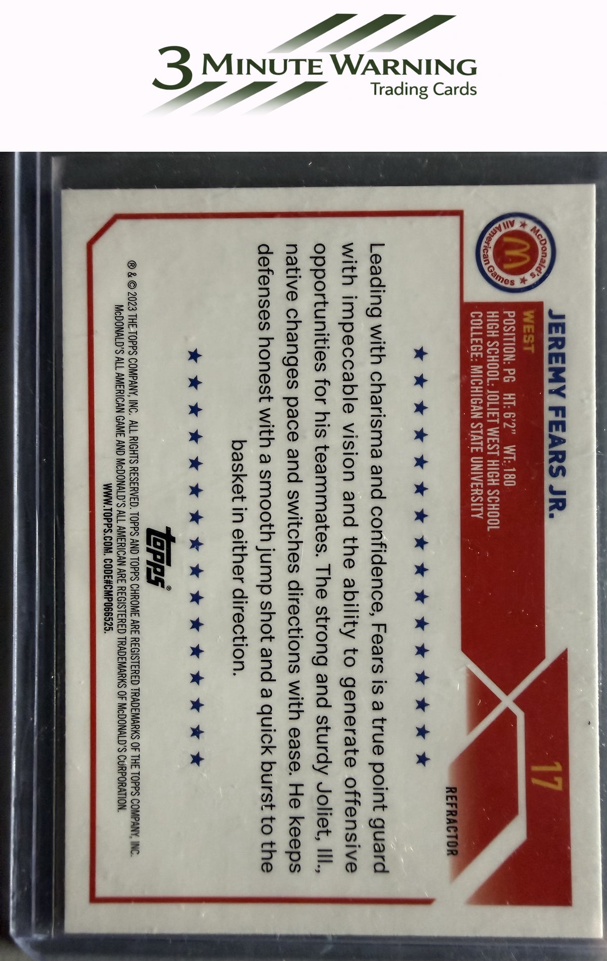 2023 Topps Chrome McDonald's All American #17 Jeremy Fears Jr.