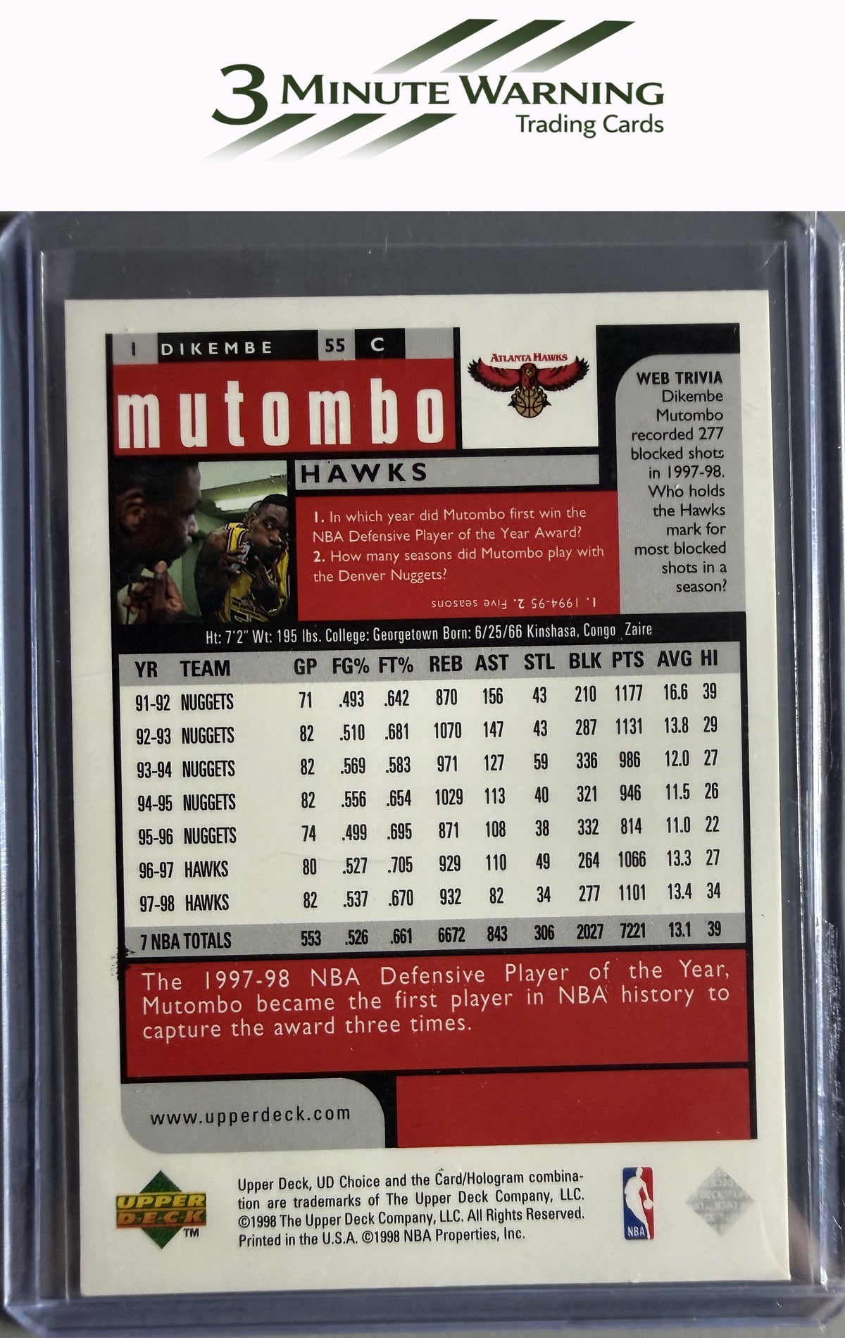 1998-99 UD Choice Preview #1 Dikembe Mutombo