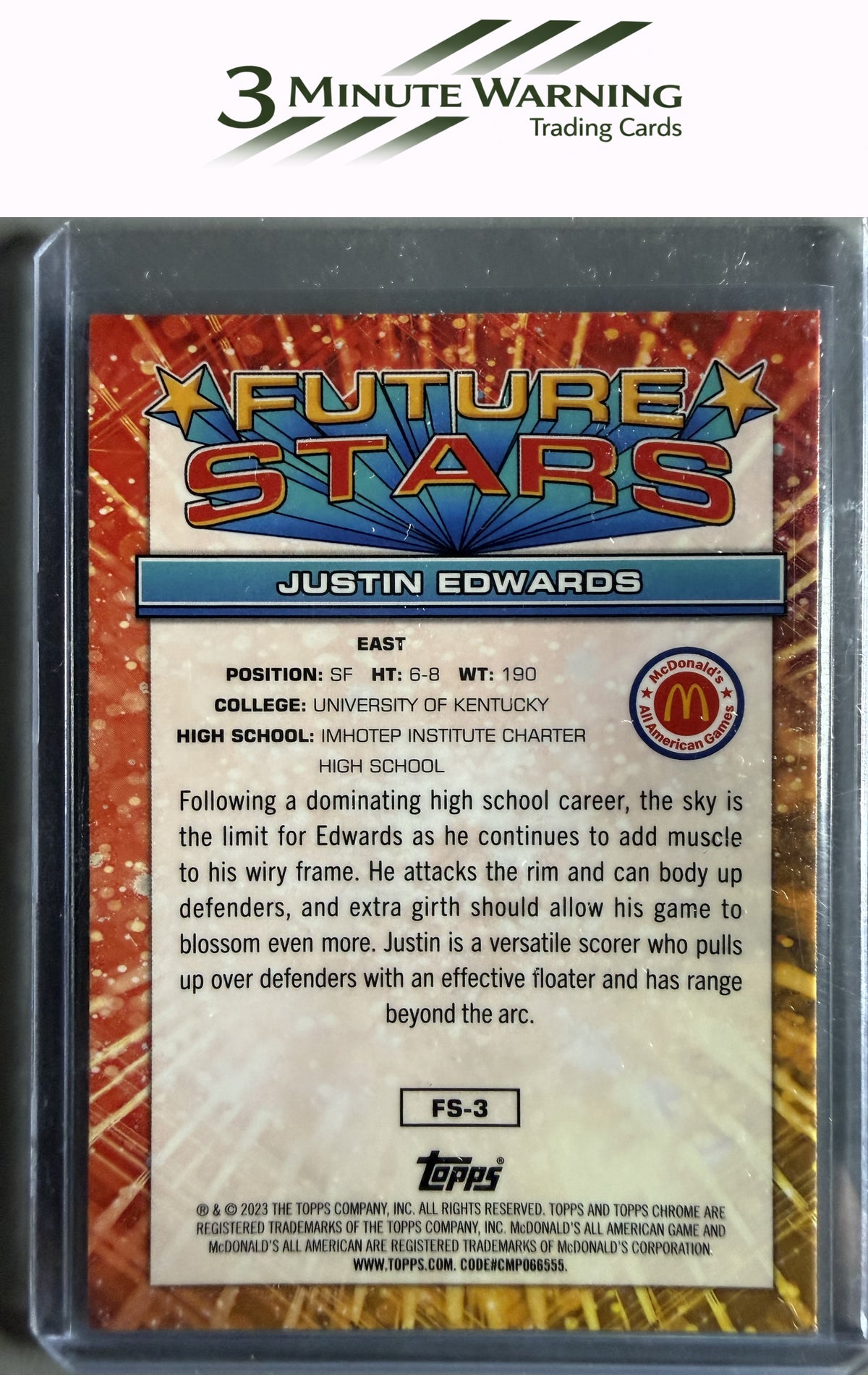 2023 Topps Chrome McDonald's All American #FS-3 Justin Edwards Future Stars