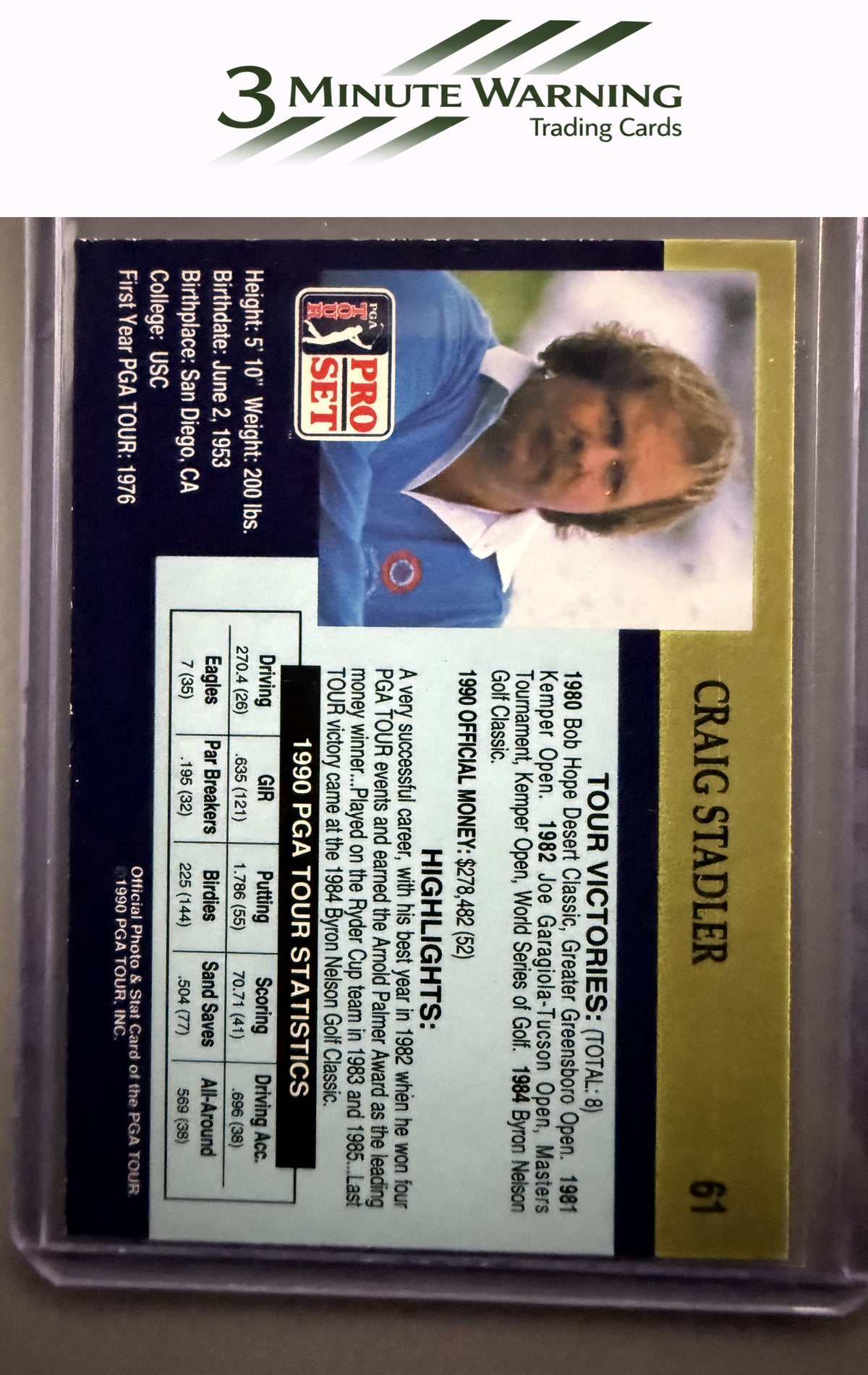 1990 Pro Set PGA Tour #61 Craig Stadler