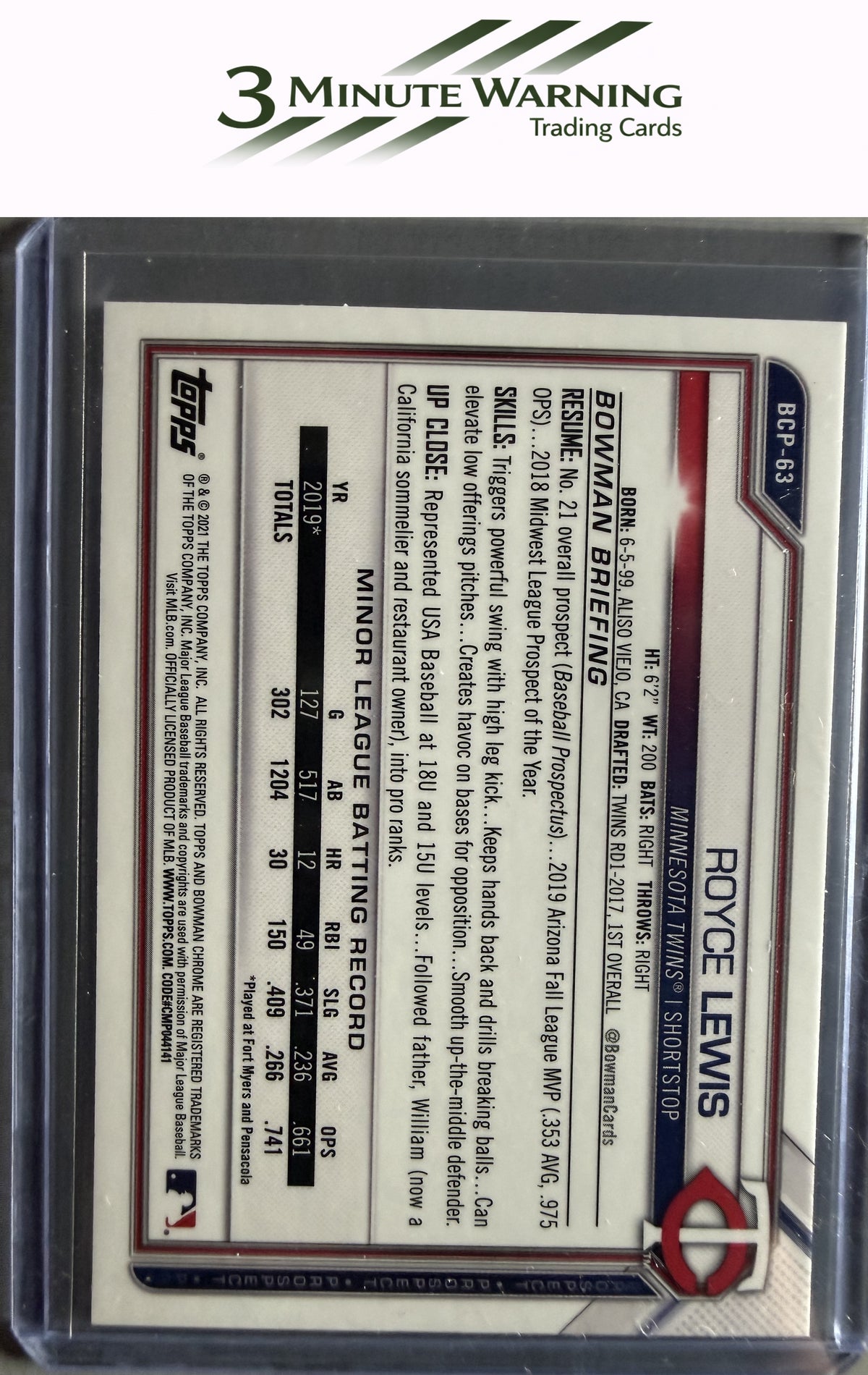 2021 Bowman #BCP-63 Royce Lewis Chrome Prospects