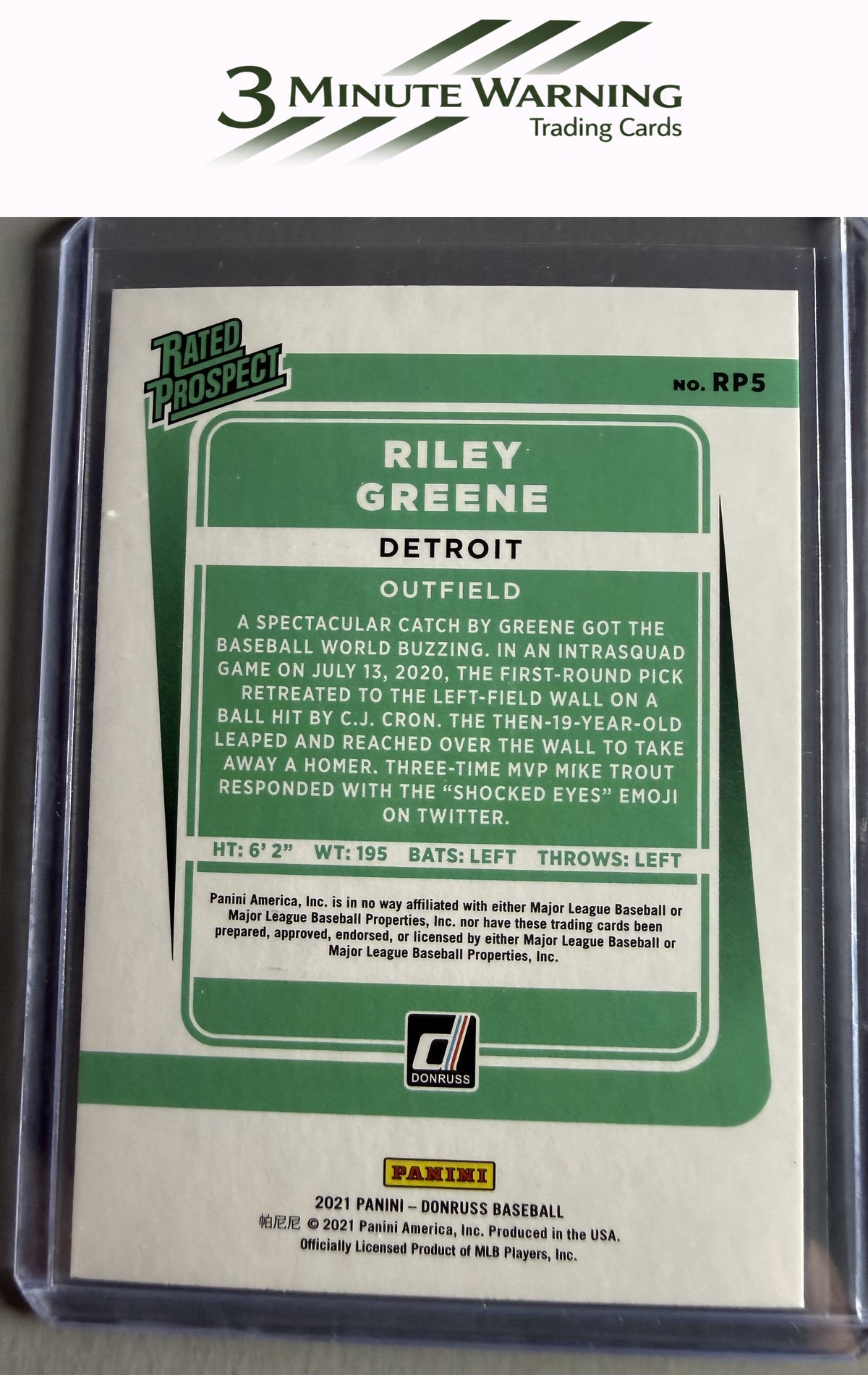 2021 Donruss #RP5 Riley Greene Rated Prospects Rapture