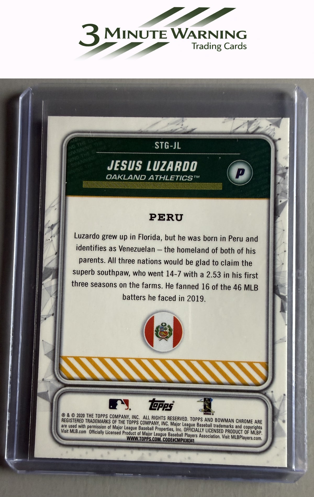 2020 Bowman #STG-JL Jesus Luzardo Chrome Spanning the Globe