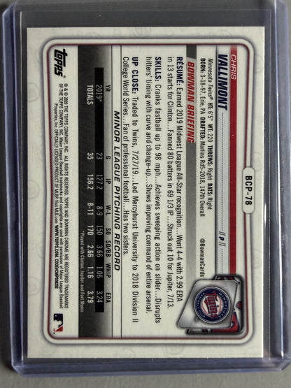 2020 Bowman #BCP-78 Chris Vallimont Chrome Prospects