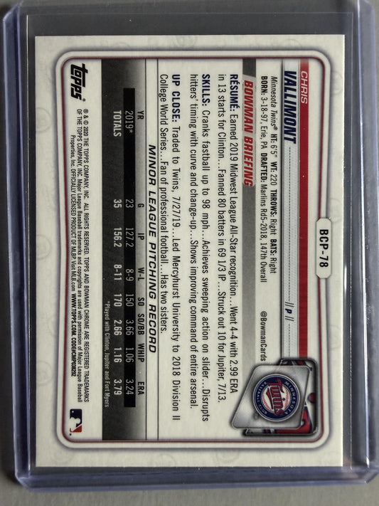 2020 Bowman #BCP-78 Chris Vallimont Chrome Prospects