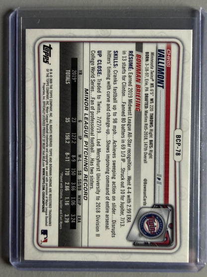 2020 Bowman #BCP-78 Chris Vallimont Chrome Prospects