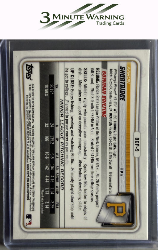 2020 Bowman #BCP-9 Aaron Shortridge Chrome Prospects