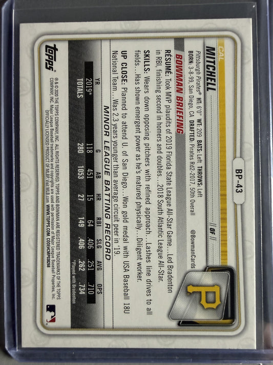 2020 Bowman #BP-43 Cal Mitchell Prospects Camo