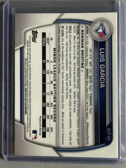 2023 Bowman #BCP-94 Luis Garcia Chrome Prospects