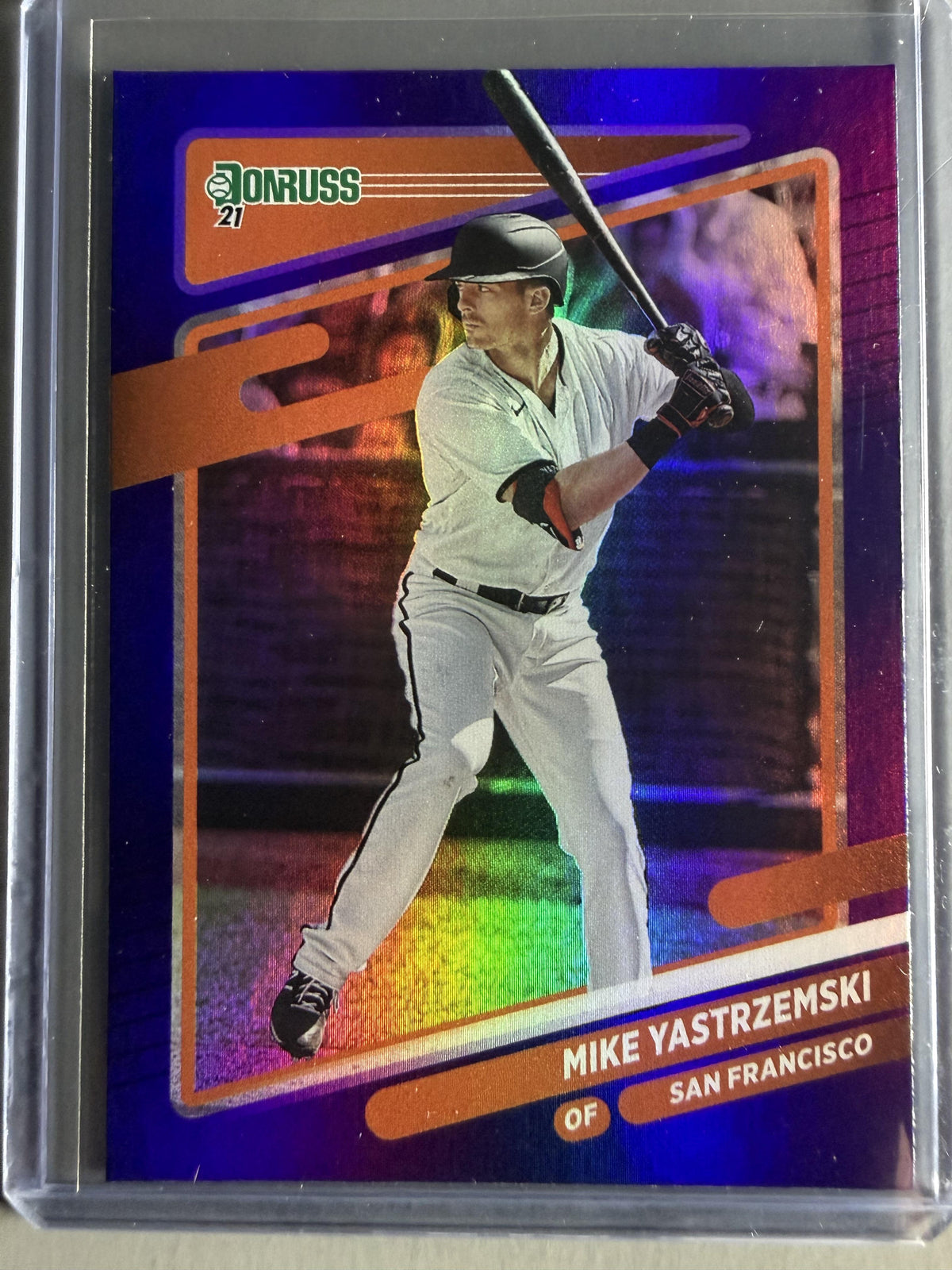 2021 Donruss #67a Mike Yastrzemski Holo Purple
