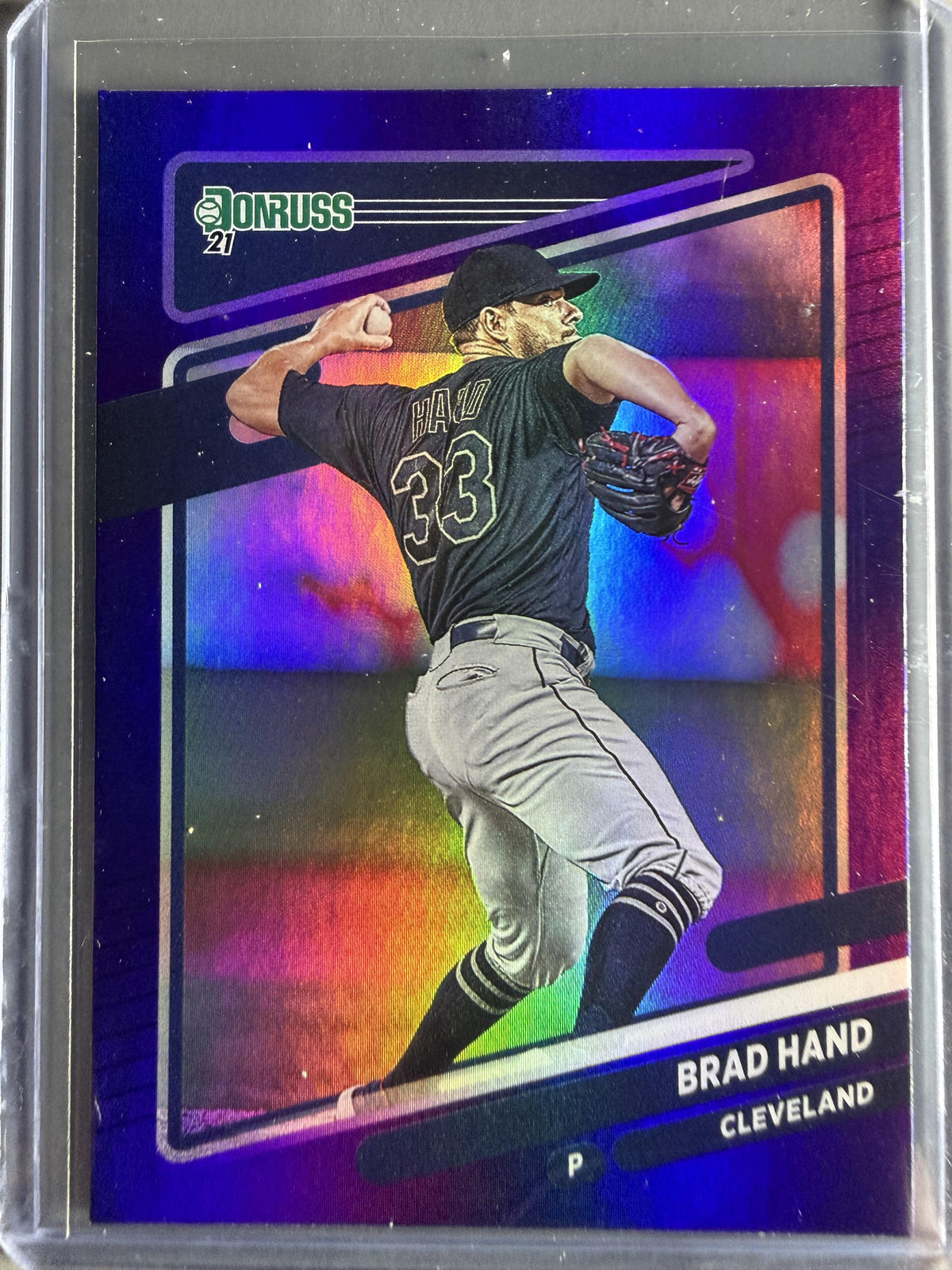 2021 Donruss #138 Brad Hand Holo Purple