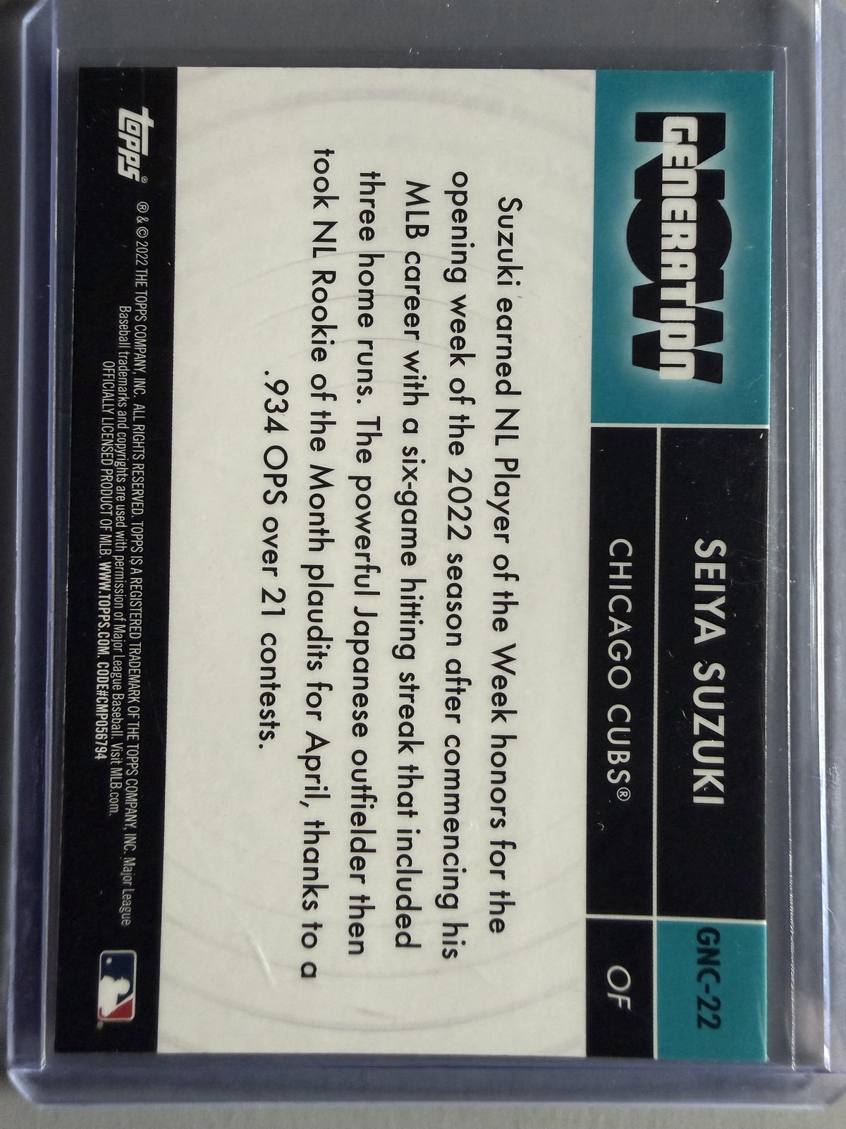 2022 Topps Update #GN-72 Seiya Suzuki Generation Now