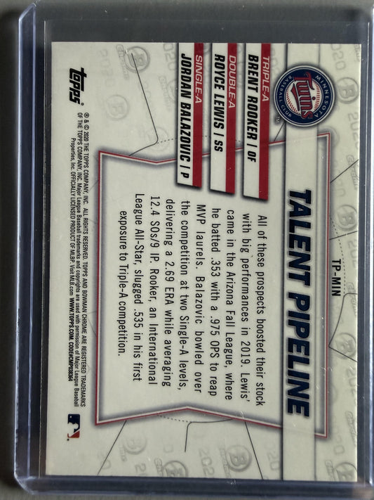 2020 Bowman #TP-MIN Brent Rooker / Royce Lewis / Jordan Balazovic Chrome Talent Pipeline