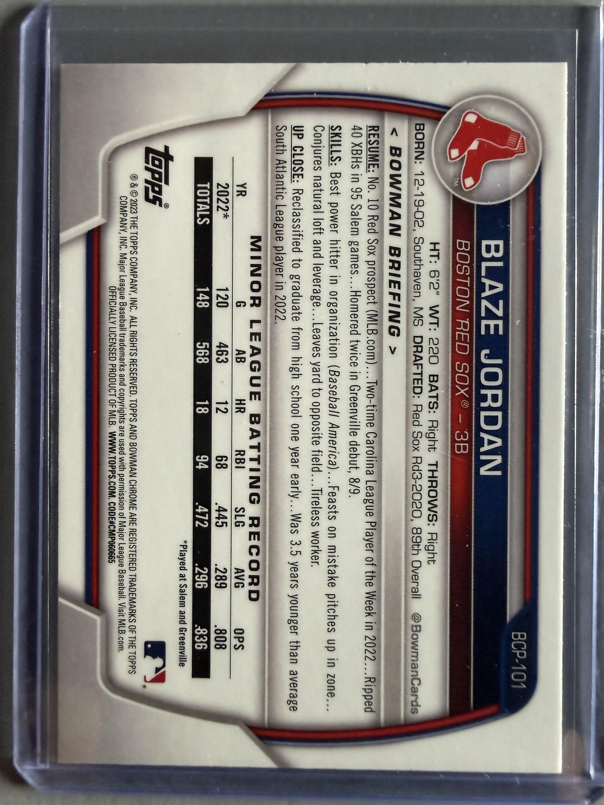 2023 Bowman #BCP-101 Blaze Jordan Chrome Prospects