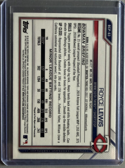 2021 Bowman #BCP-63 Royce Lewis Chrome Prospects